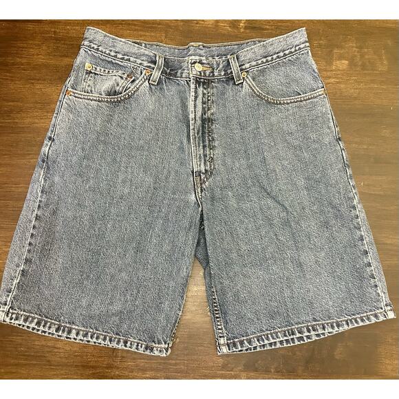 Vintage Levis 550 Mens Shorts Relaxed Fit Blue Jean Baggy Y2K Size 36 9.5 Inseam - Picture 1 of 3